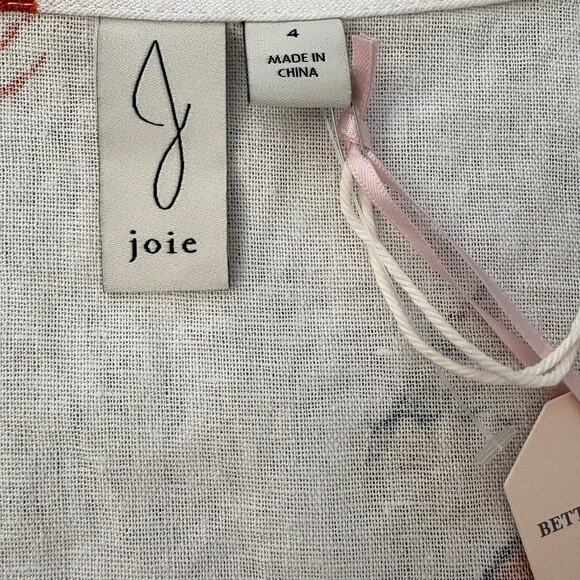NWT Joie Shell Print Linen Top - Size 4 - Picture 4 of 5